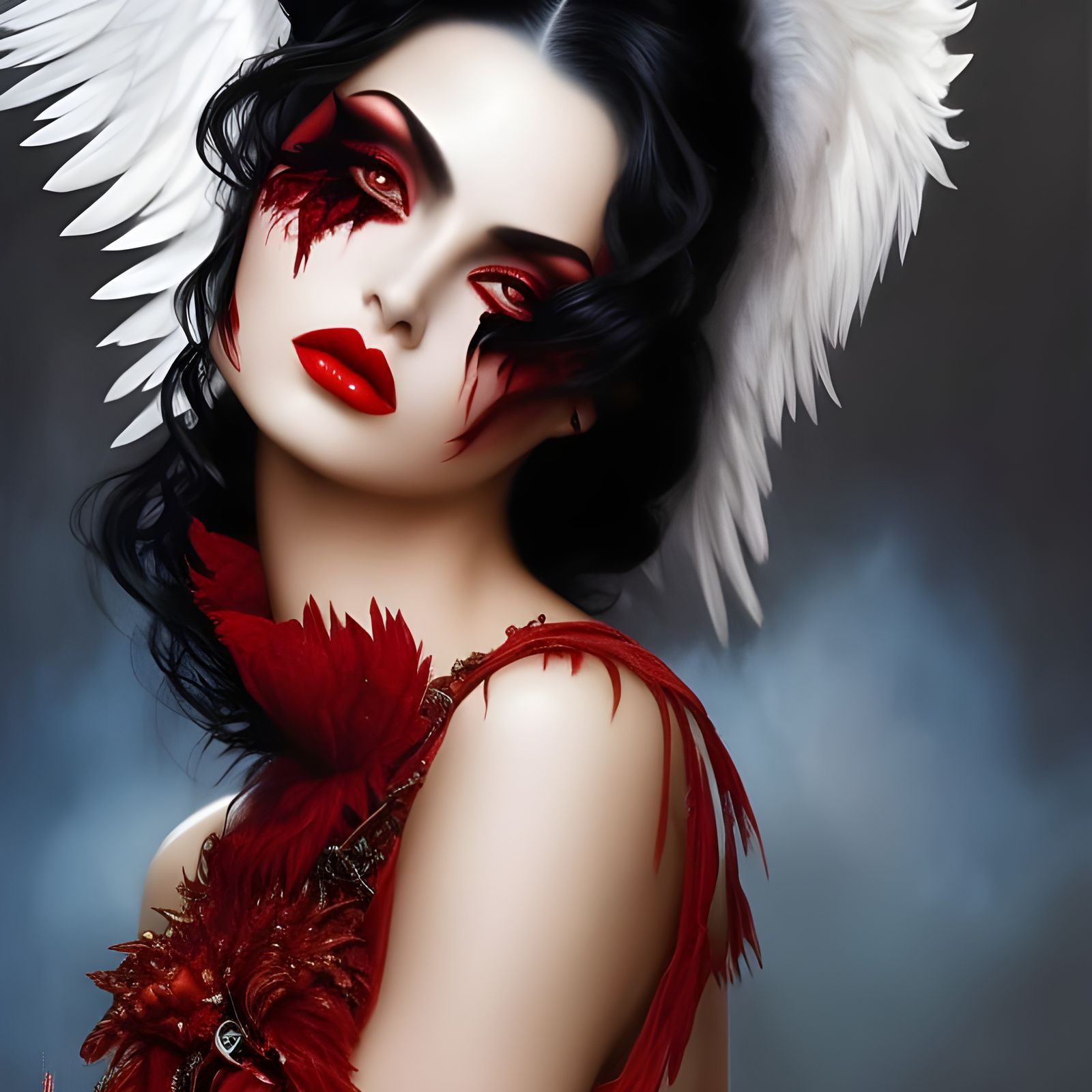 Beautiful Fallen Angel in Dark Fantasy Art
