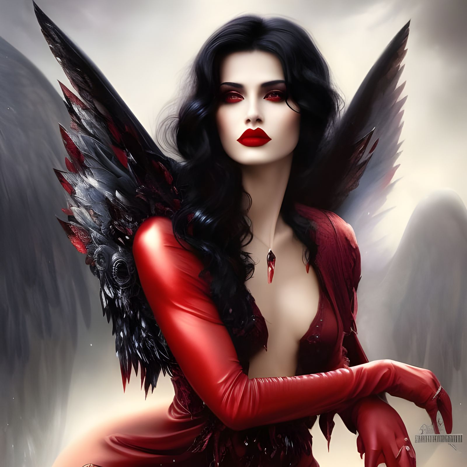 Beautiful Fallen Angel in Dark Fantasy Art