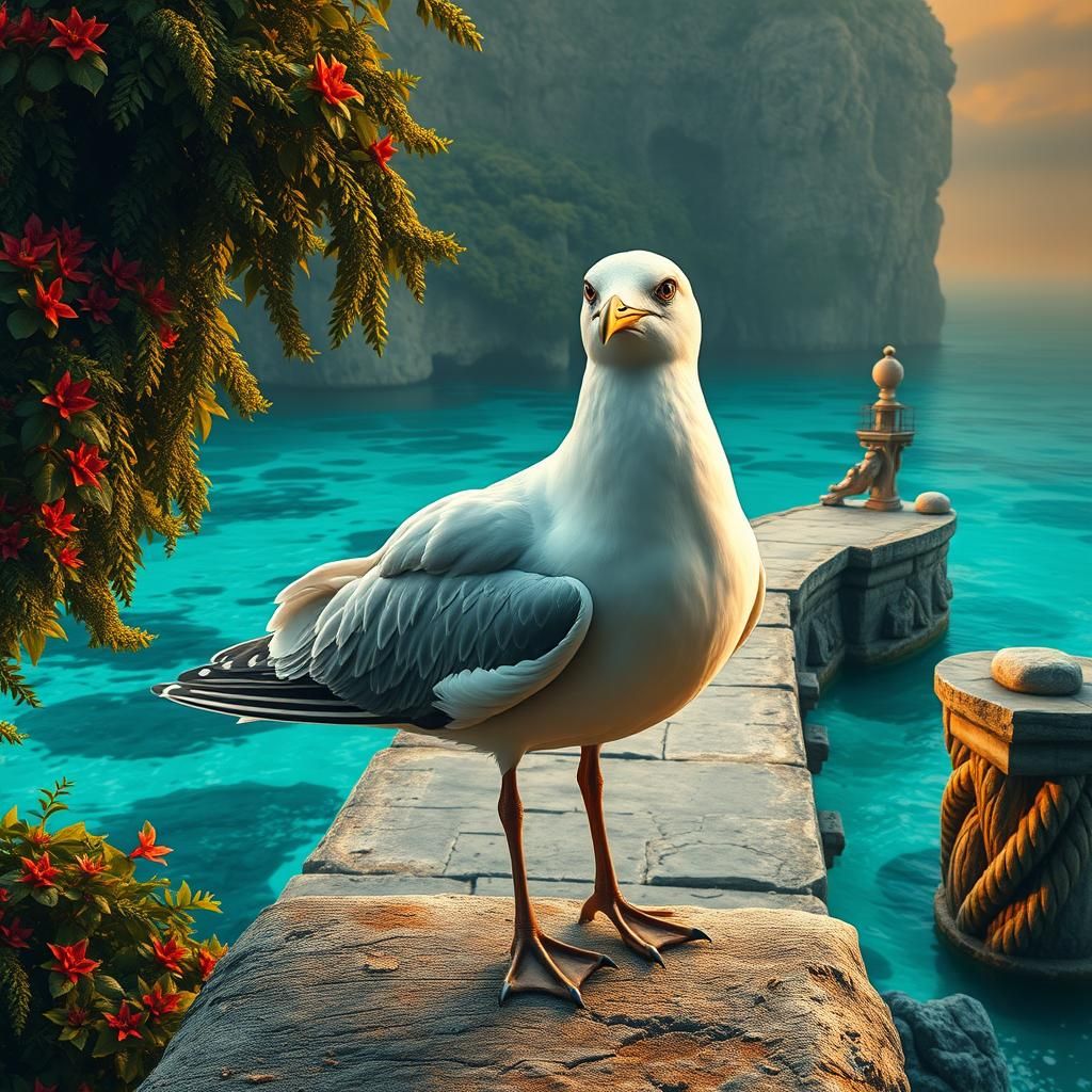 Seagull with Bette Davis Face in Digital Matte Painting