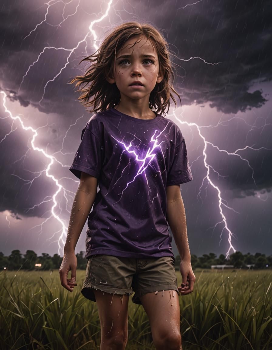 Girl in Lightning Storm: Fantasy Concept Art