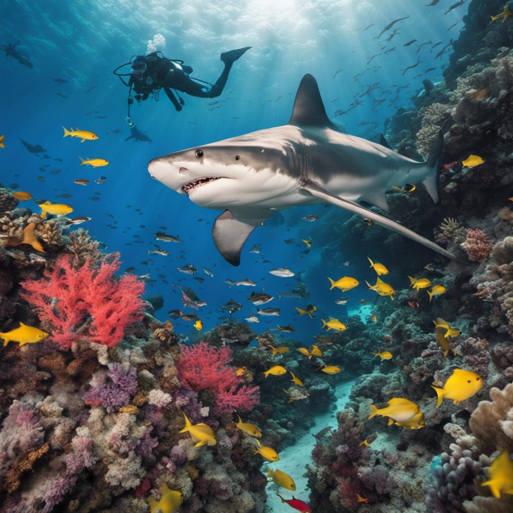 Hammerhead Shark Hunting on a Coral Reef