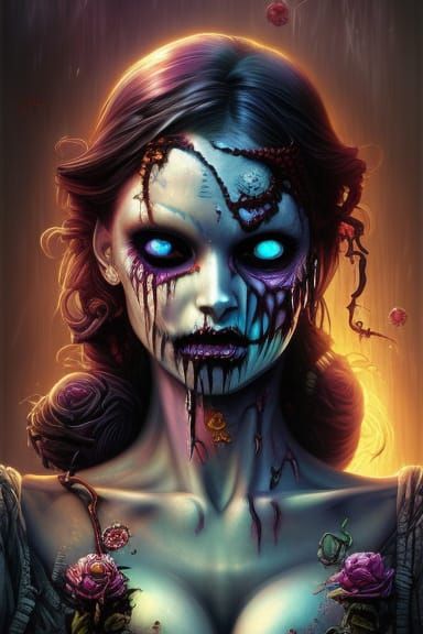 Steampunk Zombie Princess in Comic Book Style