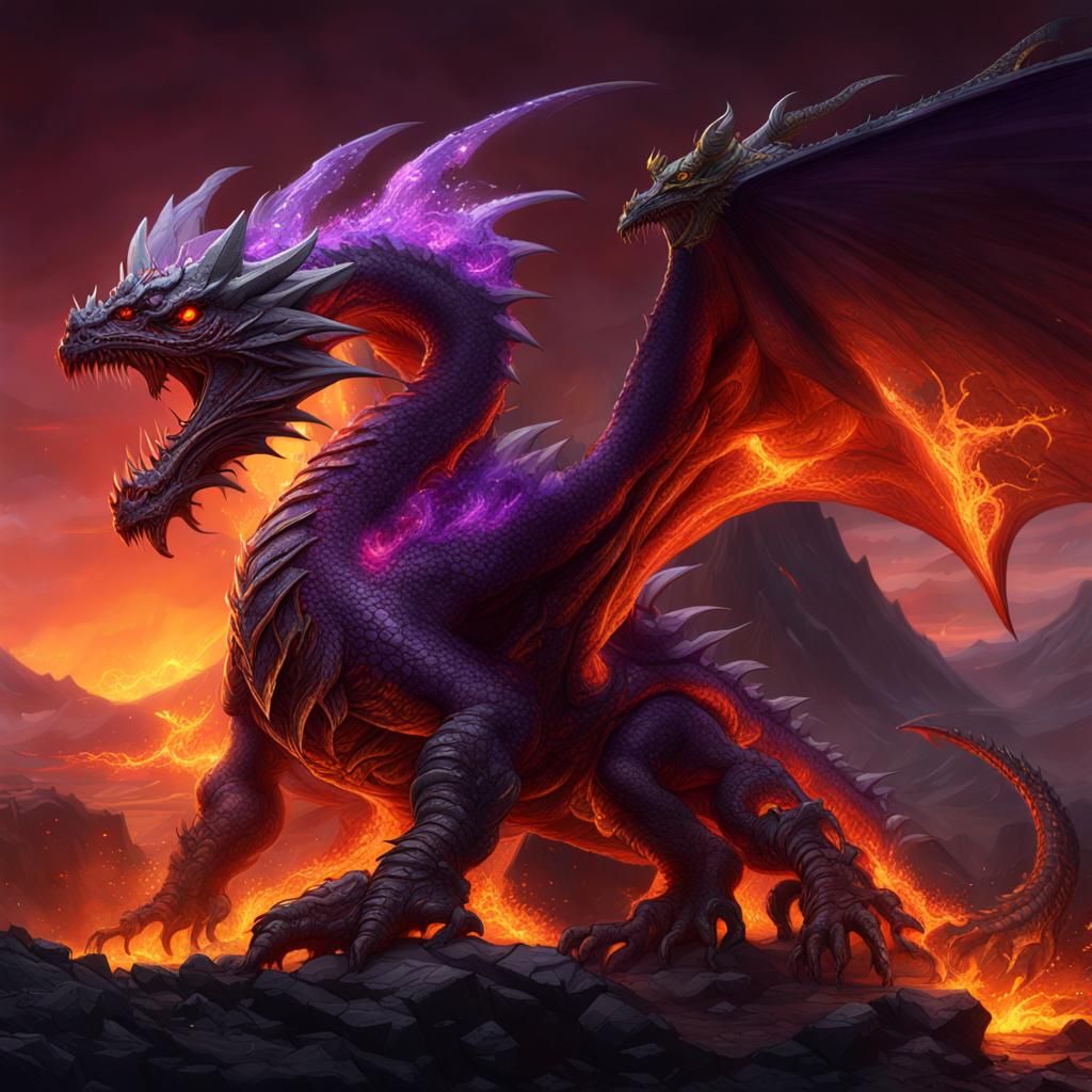 Volcano Dragon in Dark Fantasy Style