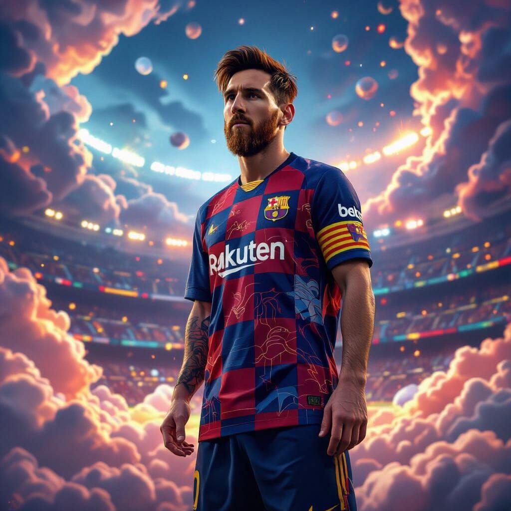 Messi in Dreamlike Arena: Fantasy Concept Art