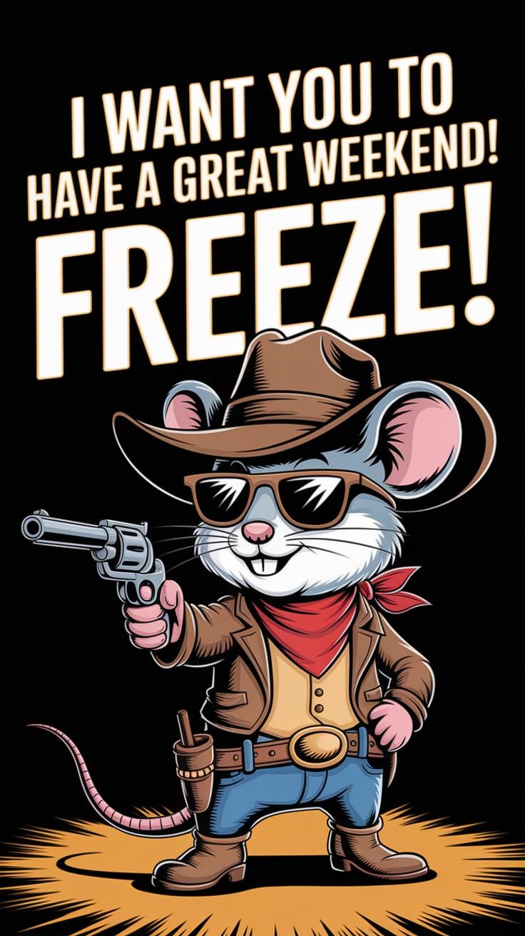 Whimsical Cartoon Cowboy Mouse with a Wild West Vibe