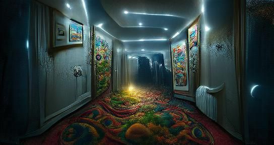 Horrifying Hotel Hallway in Digital Surrealism