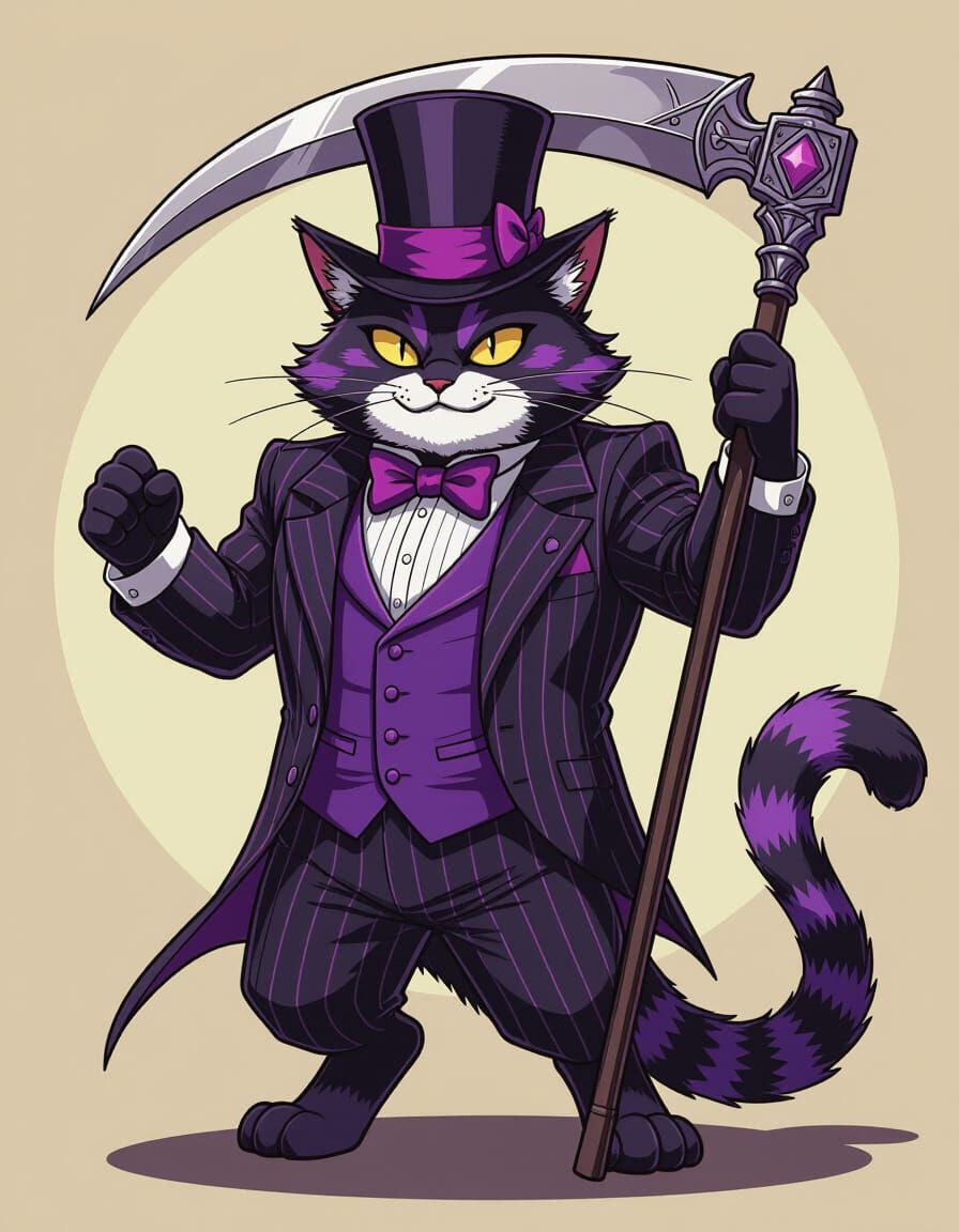 Demon Cat Casino Boss in Anime Style