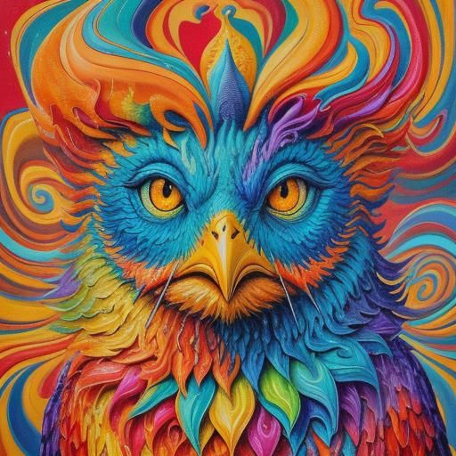 Surreal Bird-Face Fusion in Expressionist Oil Painting