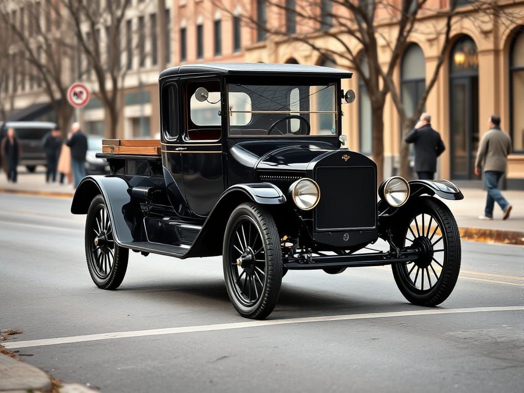 Vintage Ford Model T on Early 20th Century Street