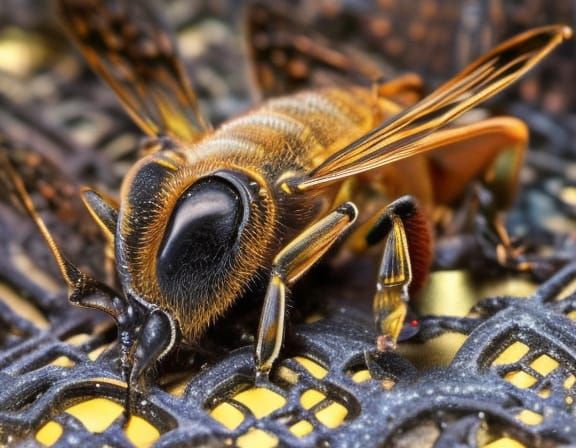 Detailed Realistic Bee Close-Up in High Resolution