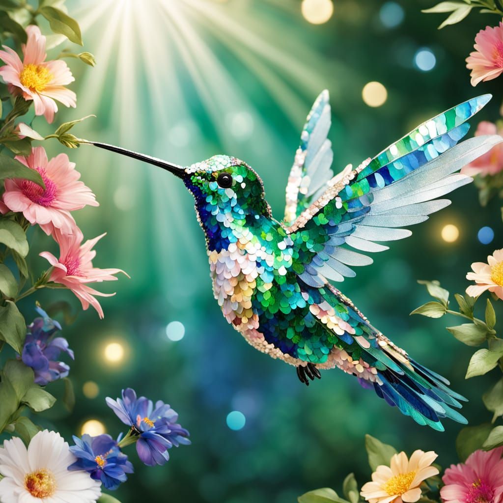 Sequin Hummingbird in Heavenly Aesthetic