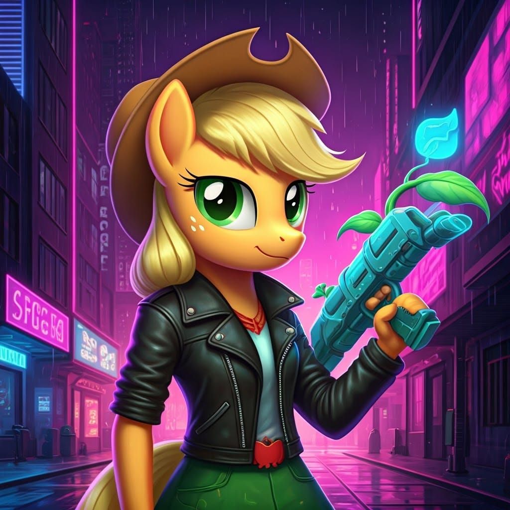 Cyberpunk Oracle: Applejack's Neon Plant Gun