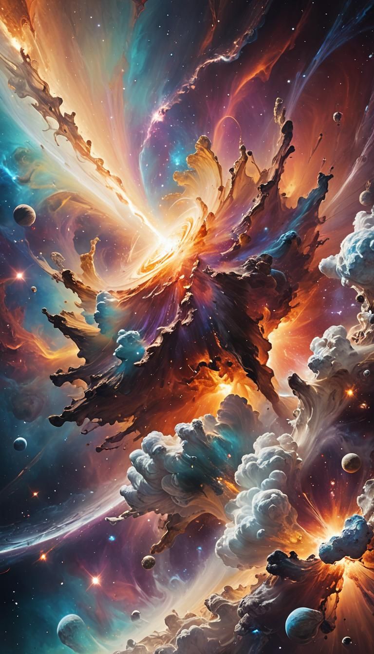 Swirling Nebula Surrounds Planet in Cosmic Concept Art