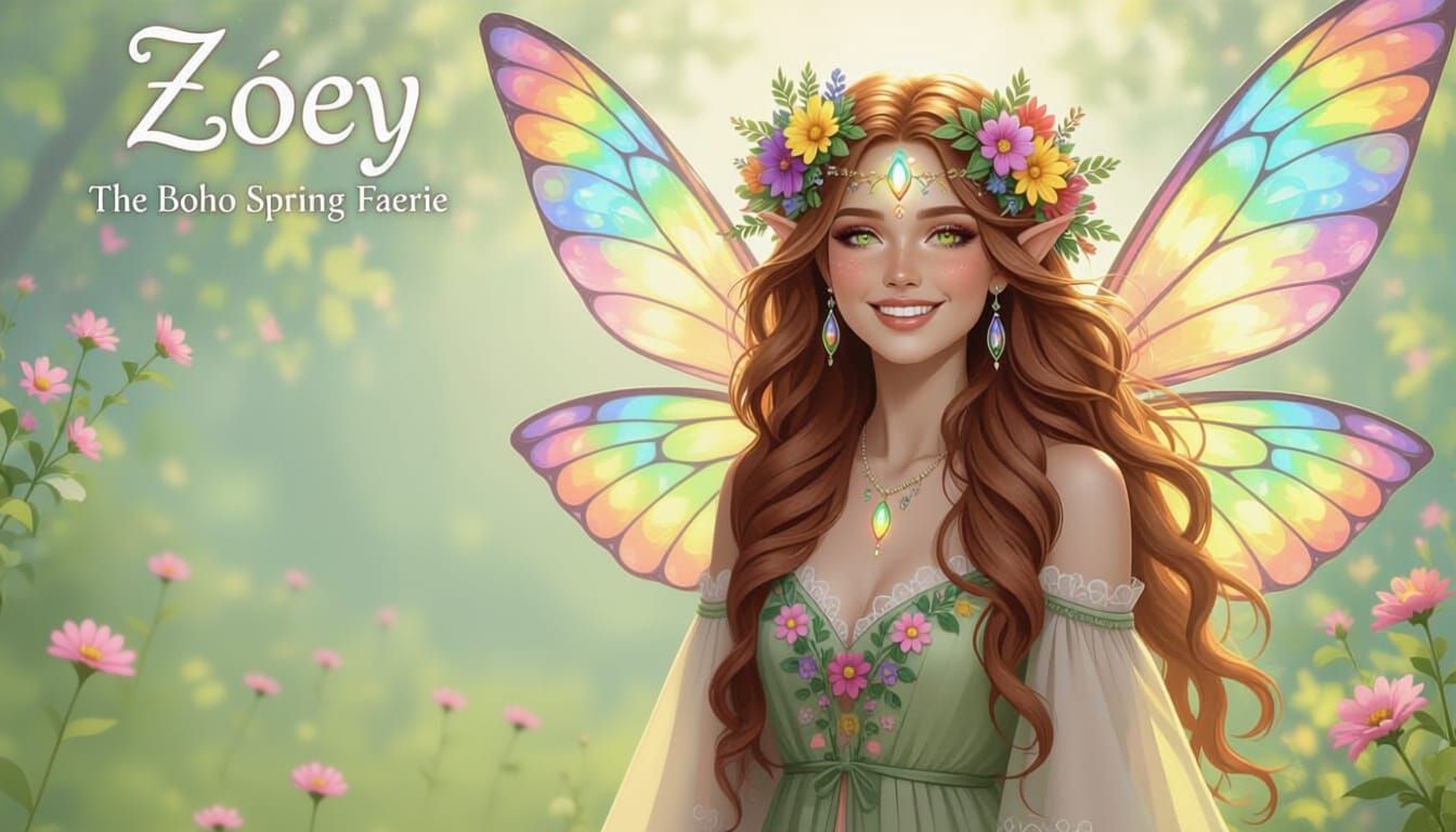 Boho Faerie Zoey with Giant Three-Headed Dog