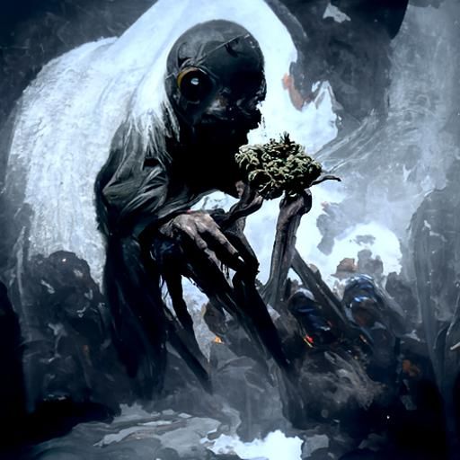 Horror Weed Illustration in Doré Style