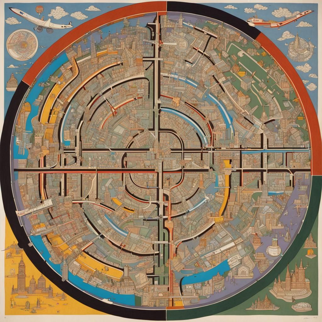 Elaborate Escher Drawing of London Underground Map