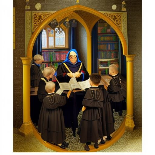 18th Century Classroom Scene with Teacher