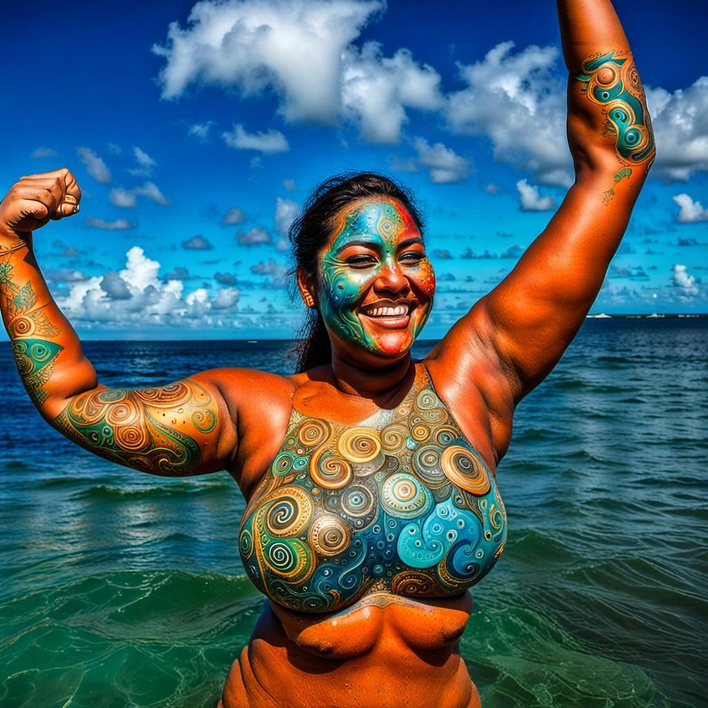 Taino Woman Emerges from Caribbean Sea