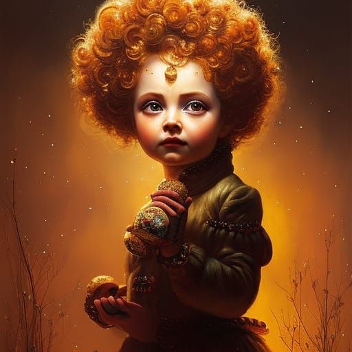 Orphan Annie Portrait with Bees in Fantasy Art Style