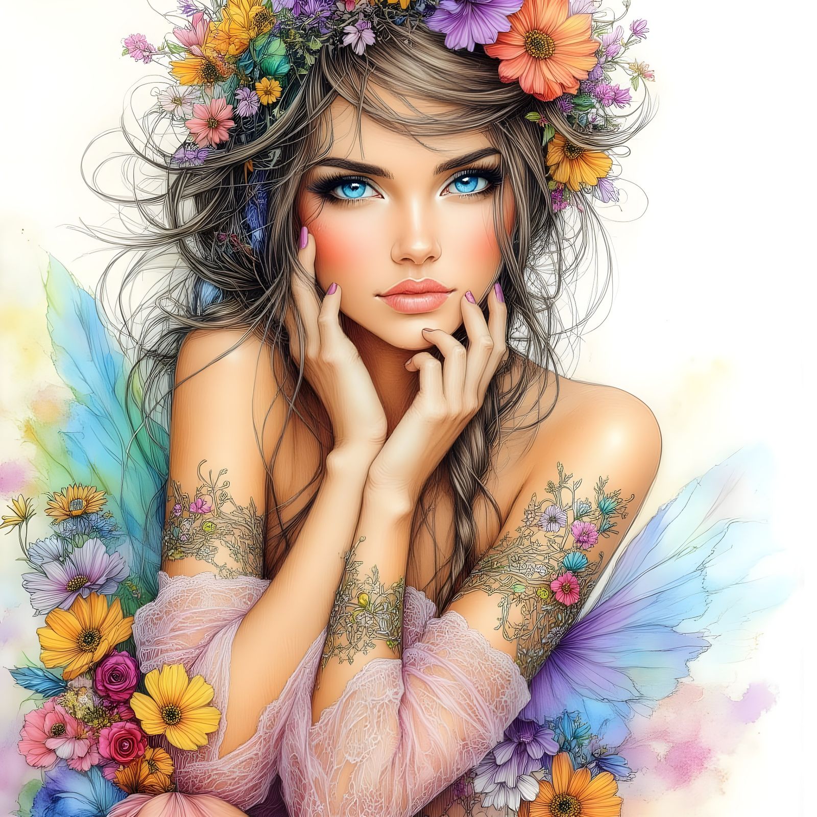 Romantic Fantasy Portrait of a Bashful Norse Goddess