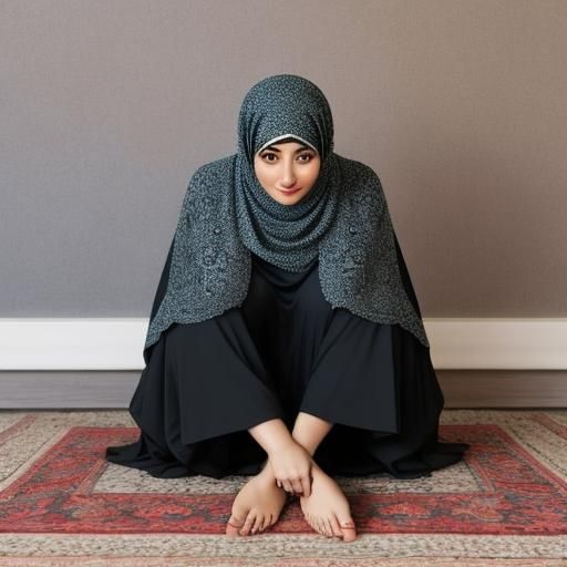 Muslim Girl Feet and Hijab Close-Up