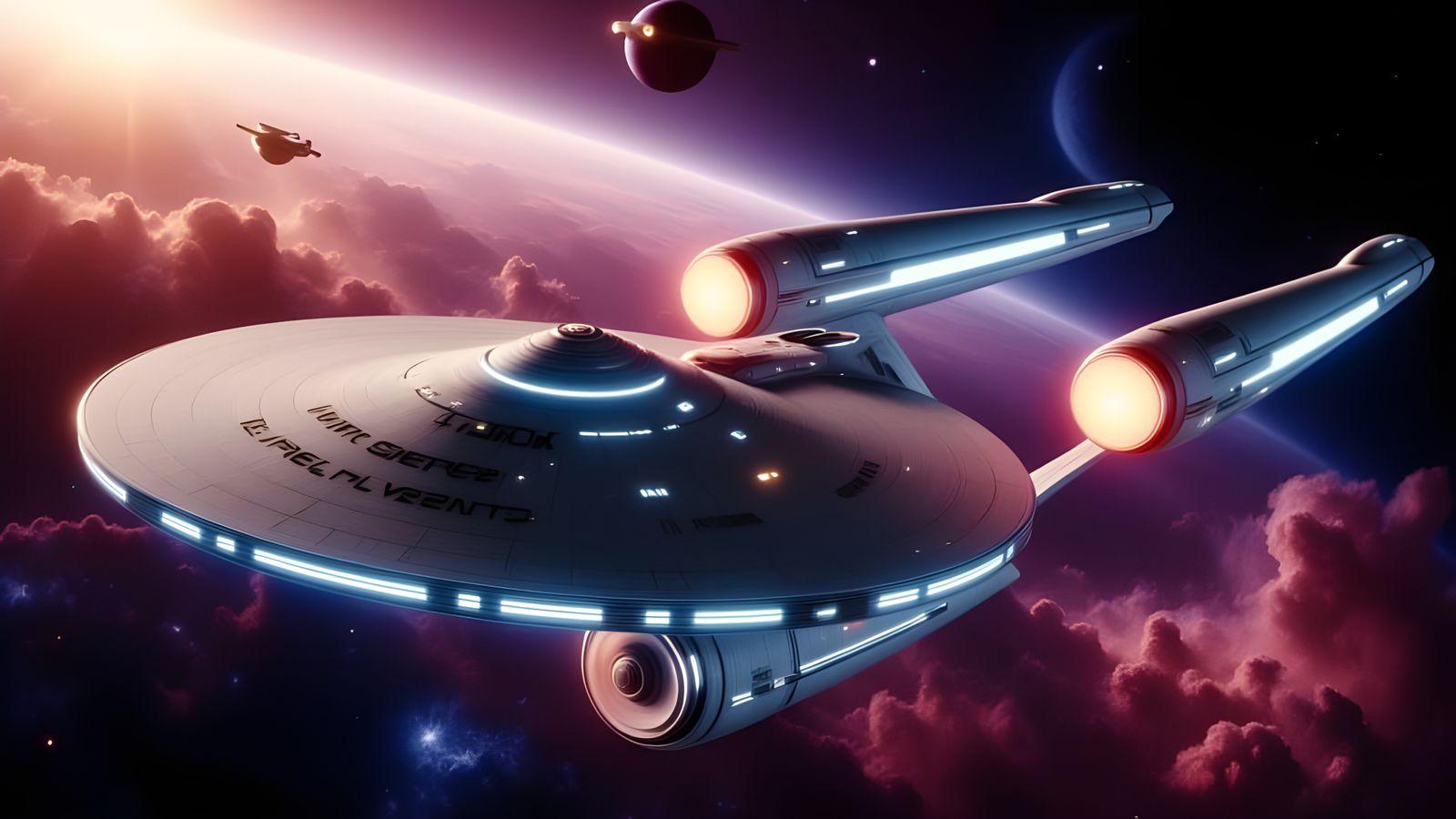 A Cinematic Model of a Starship Emerging from a Nebula