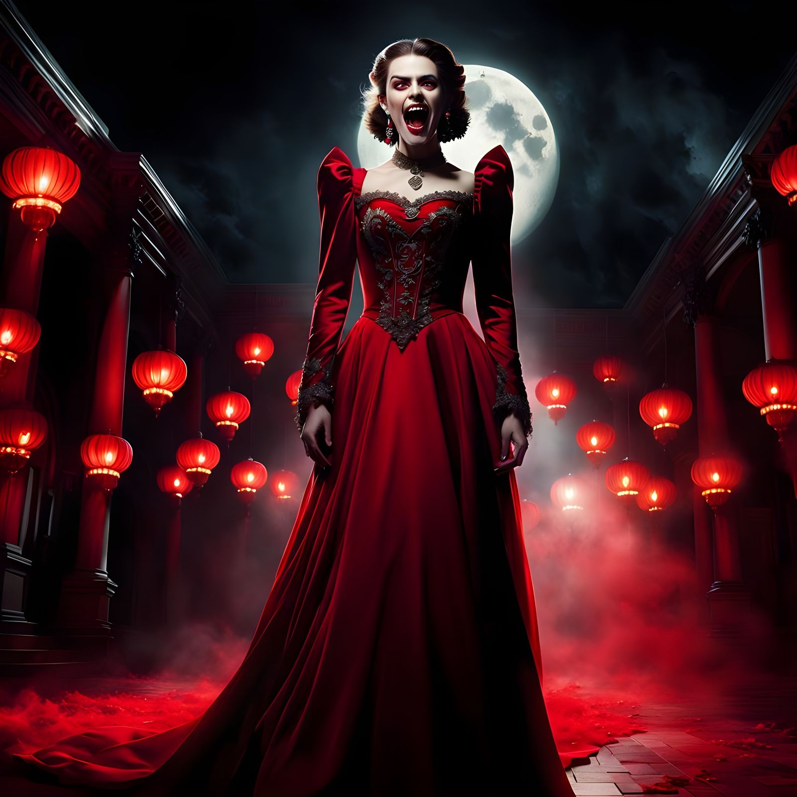 Scary Vampire Monster at Rainy Ball: Splash Art