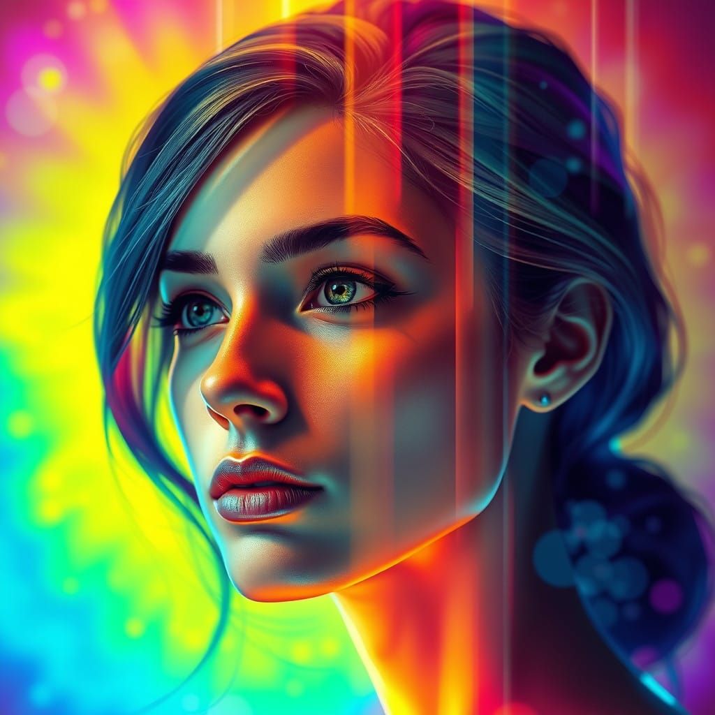 Enigmatic 3D Hologram Emerges from Futuristic Landscape