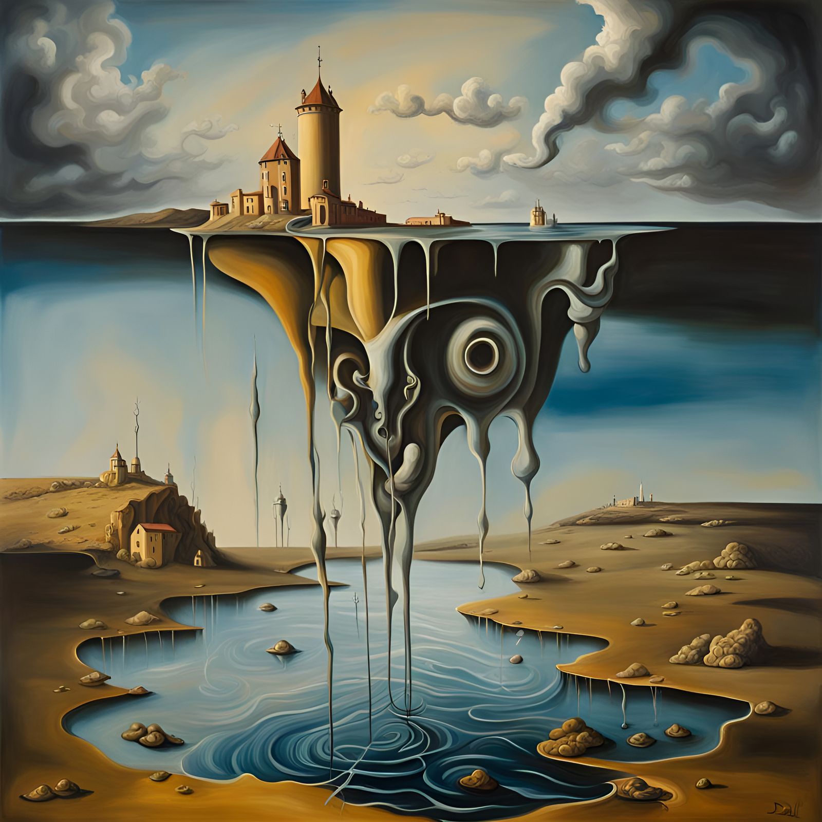 Surreal Melting Landscape in Dali Style