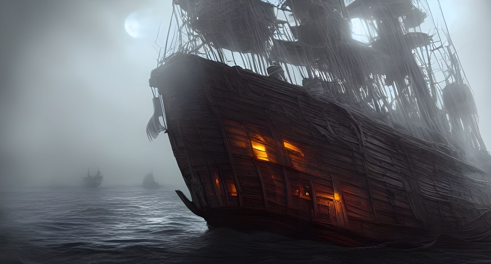 Eerie Ghost Ship in Hyper-Realistic Digital Art