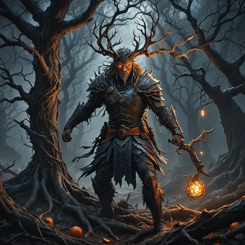 Mystical Warrior in Forsaken Forest Concept Art