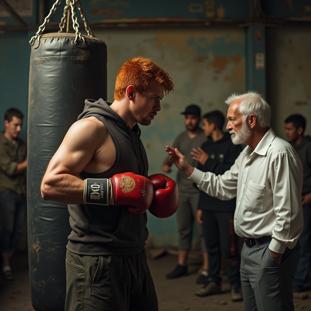 Intense Boxer Training in Photorealistic Style