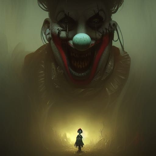 Creepy Clown Dark Fantasy Concept Art