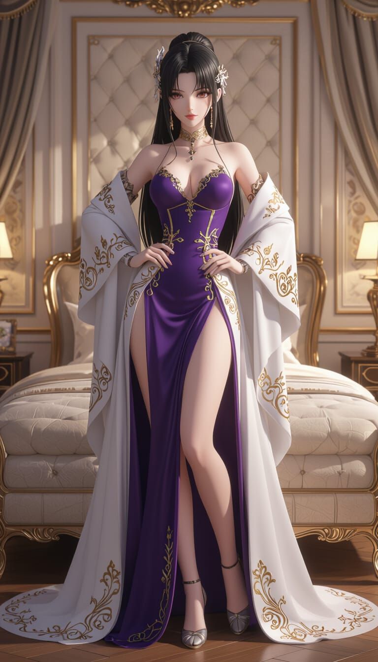 Albedo in Luxurious Bedroom, 3D Anime Art