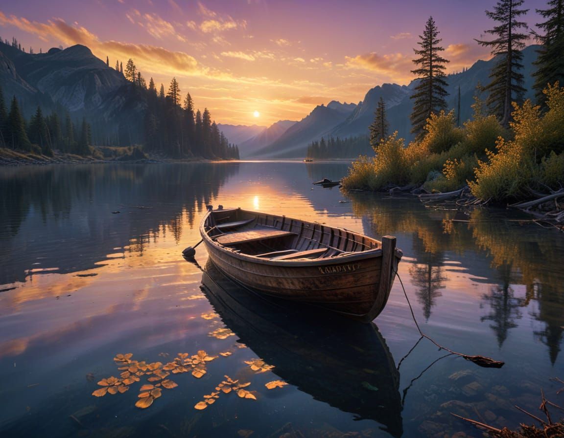 Golden Hour Serenity on a Mirror-Lake