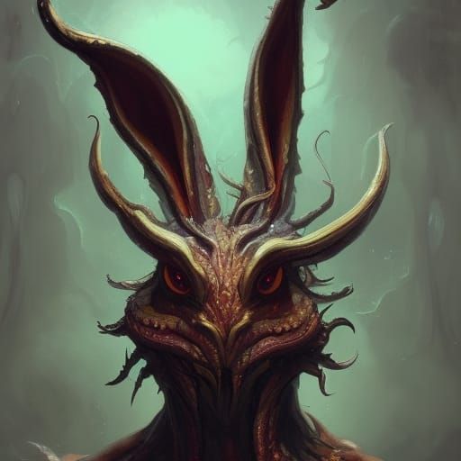 Demonic Eldritch Horror Easter Bunny Portrait