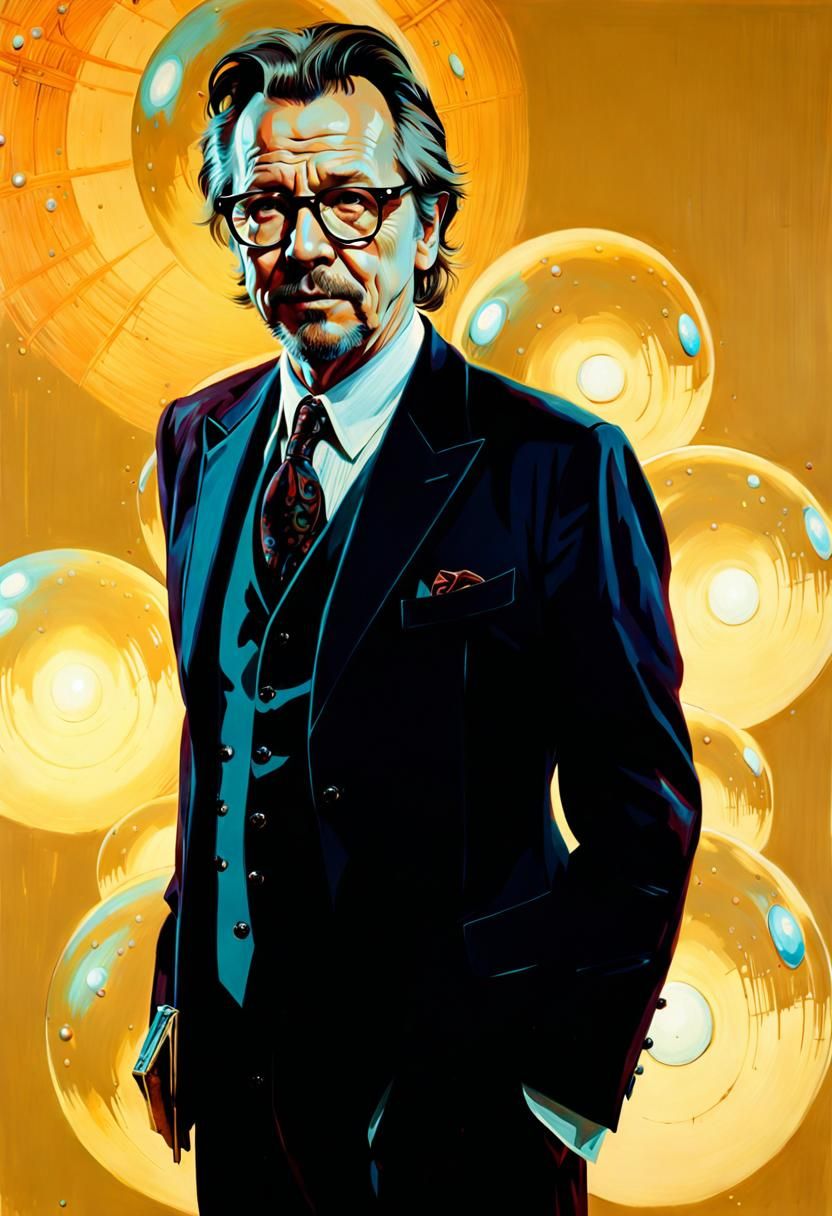 Gary Oldman Portrait with Orbs in Classic Style