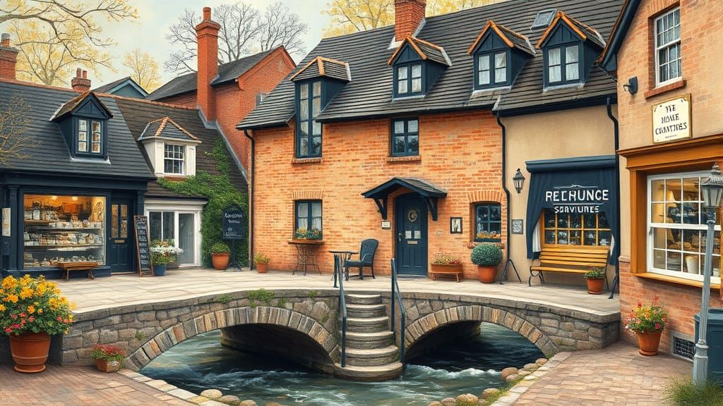 Charming Village Home Office in Impressionist Style