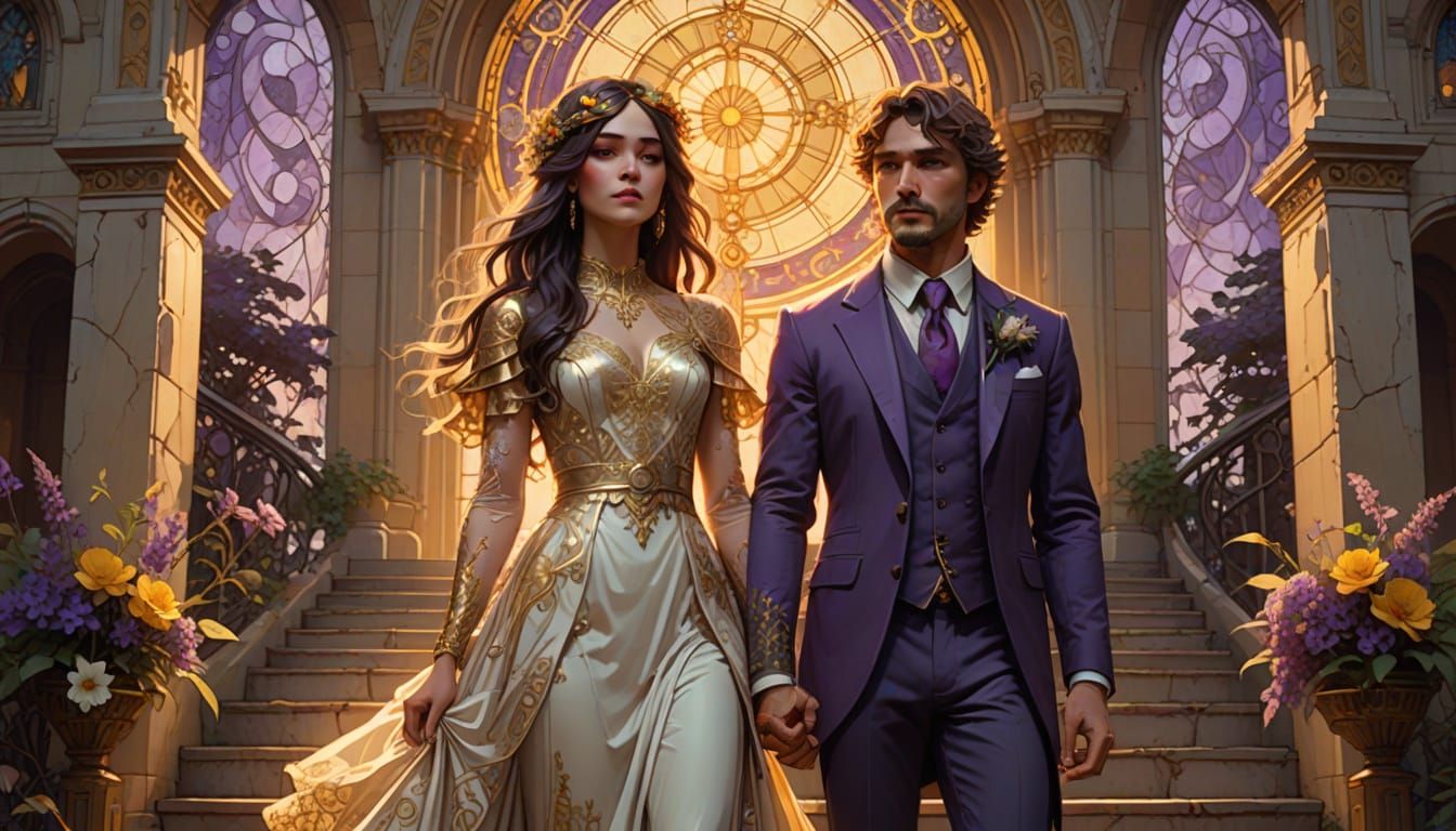 Kids in Bridal Clothes, Art Nouveau Concept Art