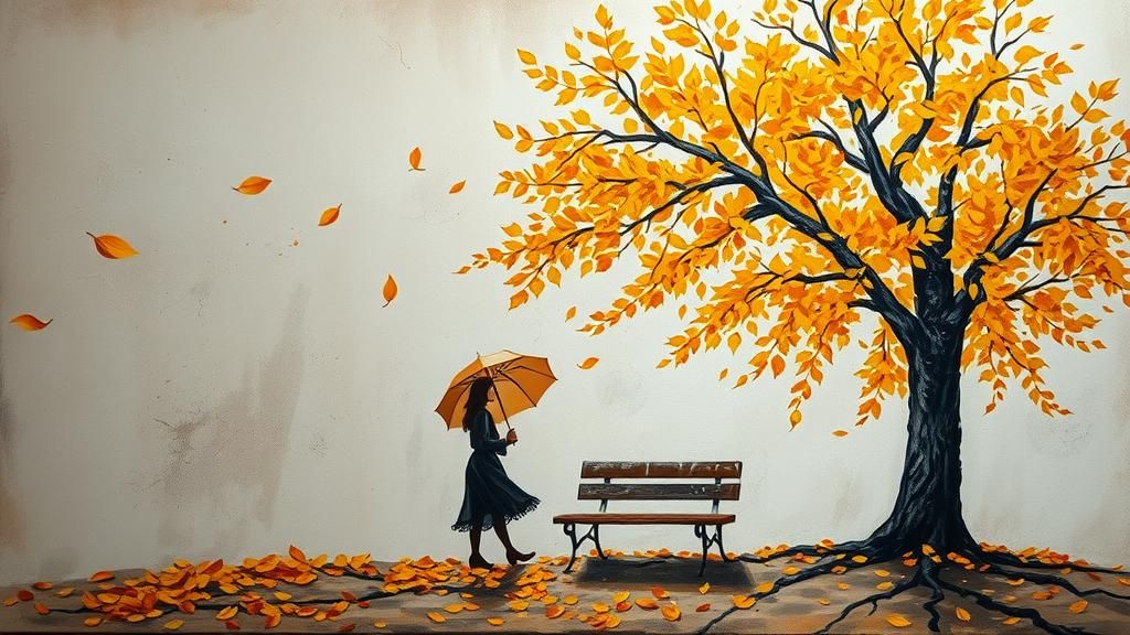 Surreal Autumnal Scene as Acrylic Painting