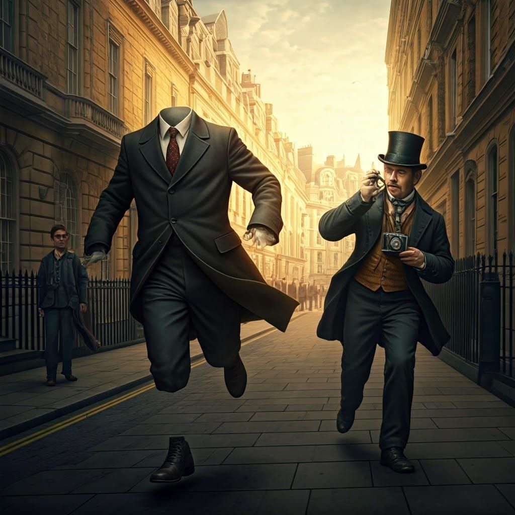 Invisible Man Sprinting Through London Street