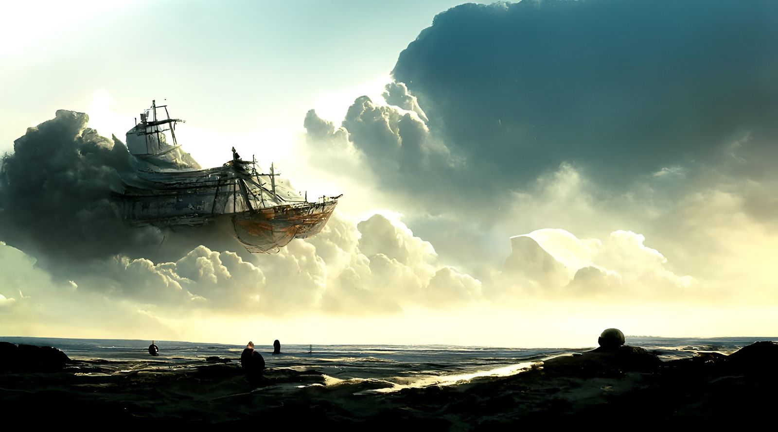 Hyperrealistic Ship Stranded on Beach in Unreal Engine