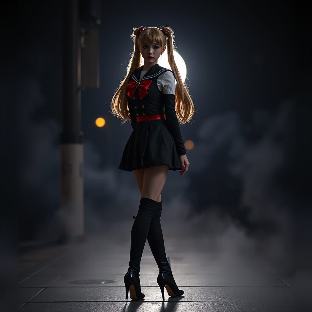 Vampire Sailor Moon in Dark Cinematic Anime Style