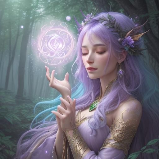 Mystical Forest: Fantasy Female Figure with Magic