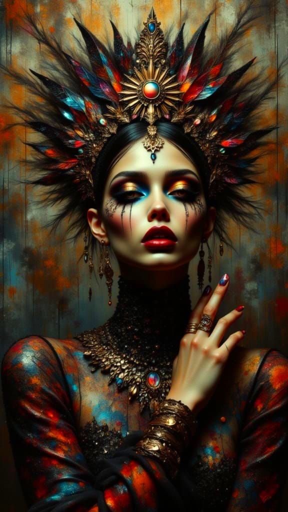 Cathedral Couture Muse in Opulent Gothic Nouveau Style