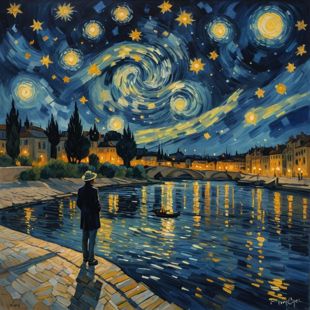 Impressionist Nocturne: Starry Night Over the Rhone