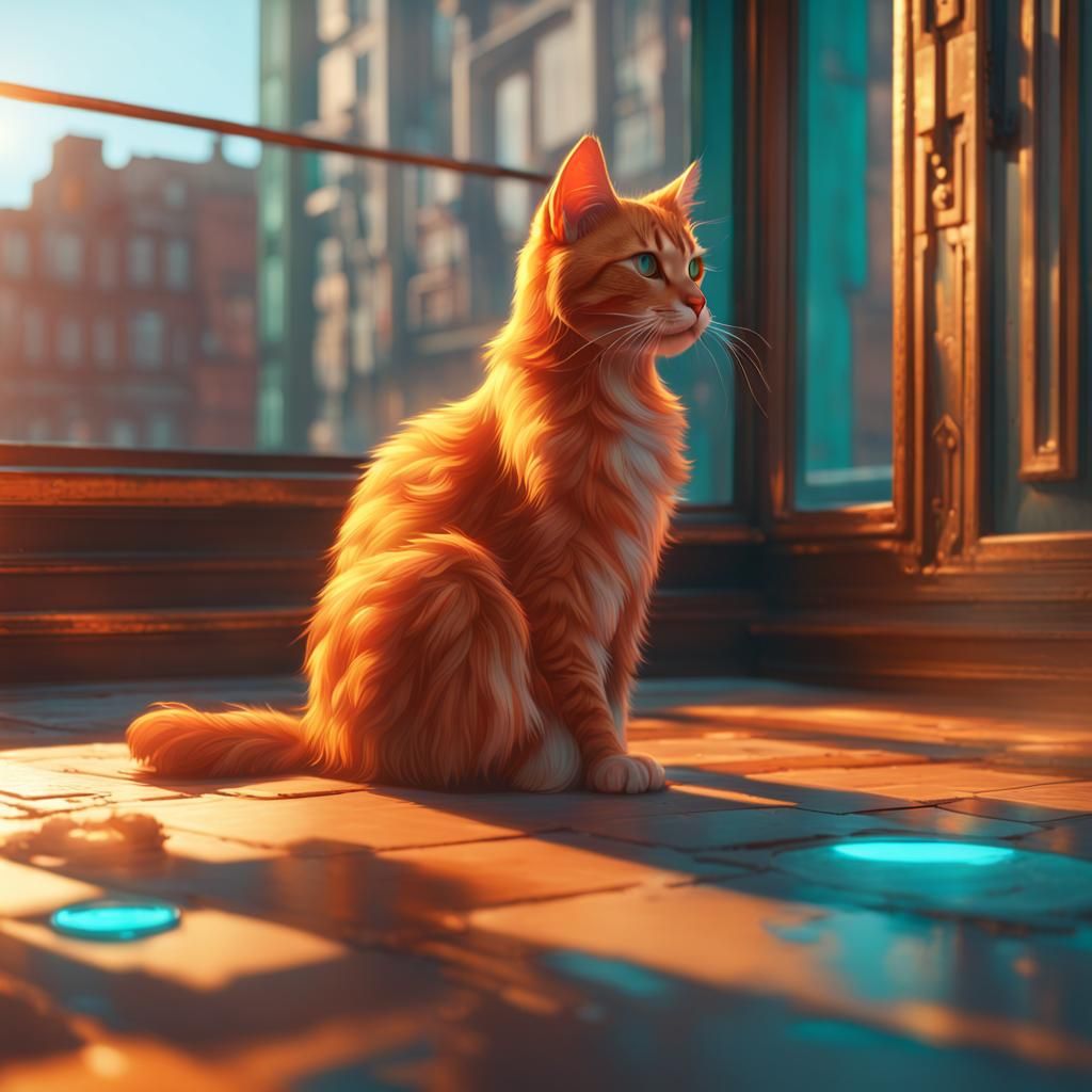 Cat with Flaming Paws on Hot Roof