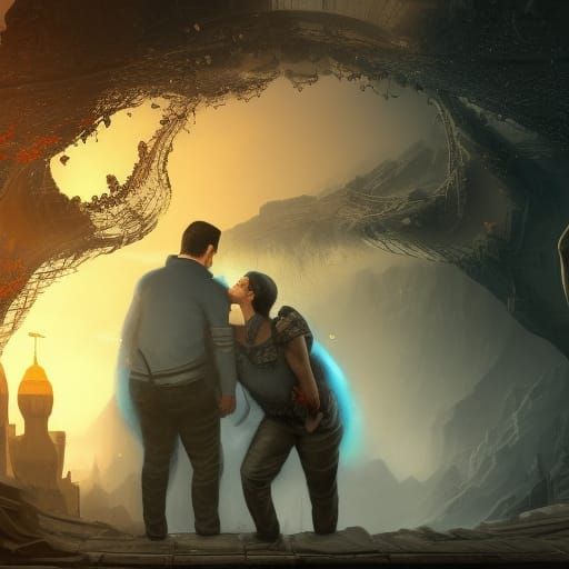 Detailed Painting of Two Men Kissing