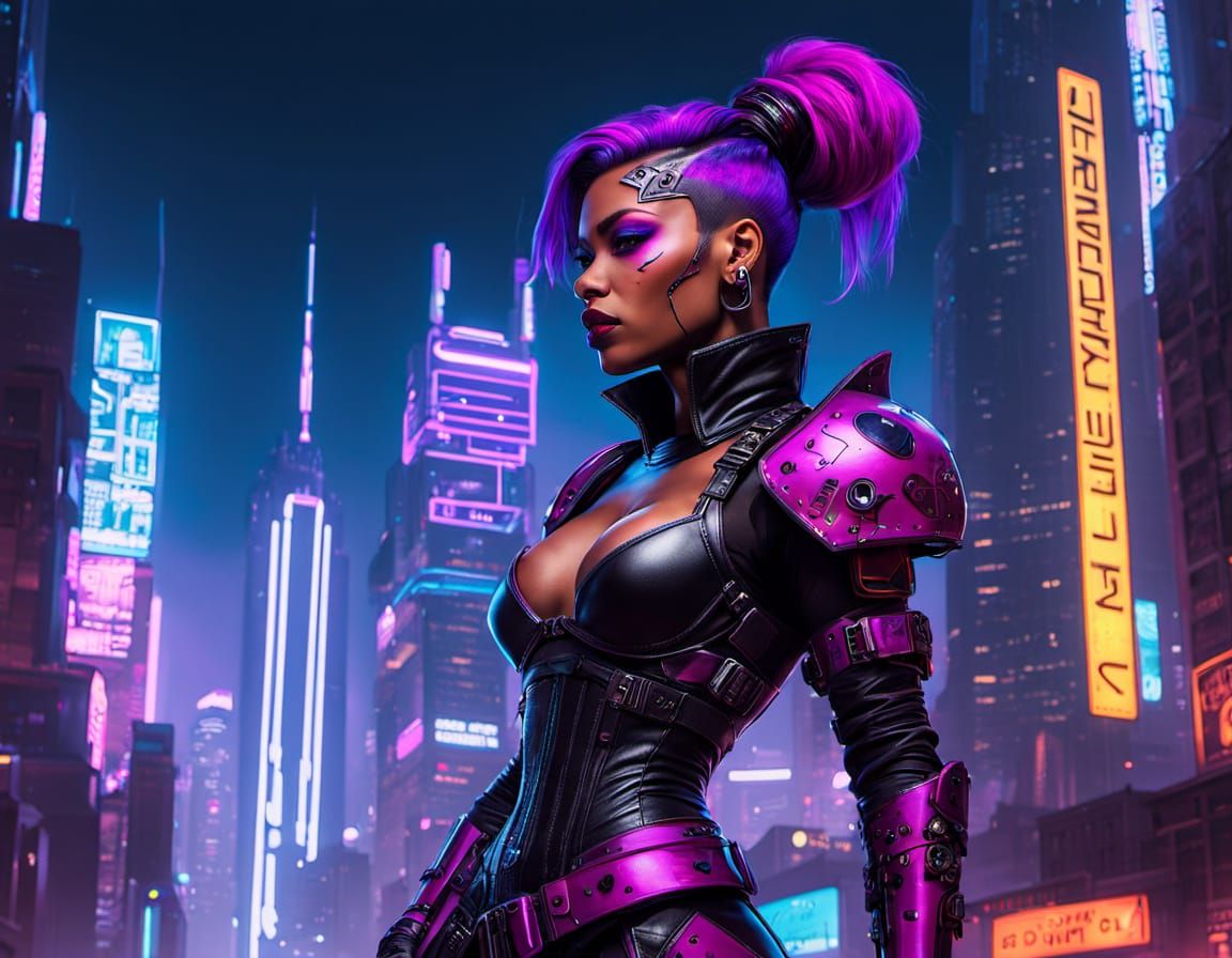 Cyberpunk Thief in Neon Cityscape