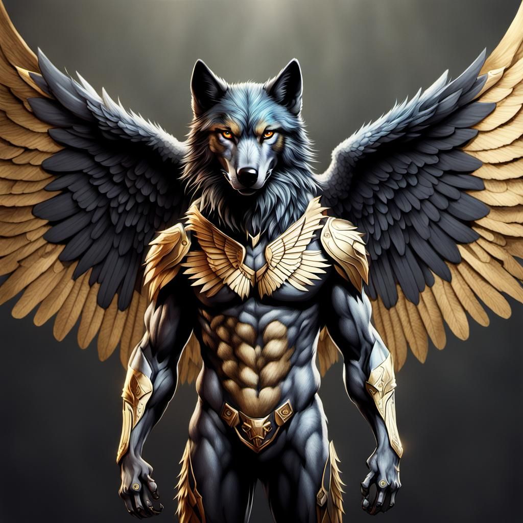Winged Wolf in Futuristic Italian Landscape